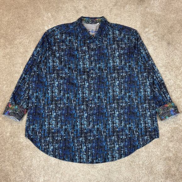 Robert Graham Abstract Pattern Flip Cuff Button Up Shirt Men's 2XL - Picture 2 of 12